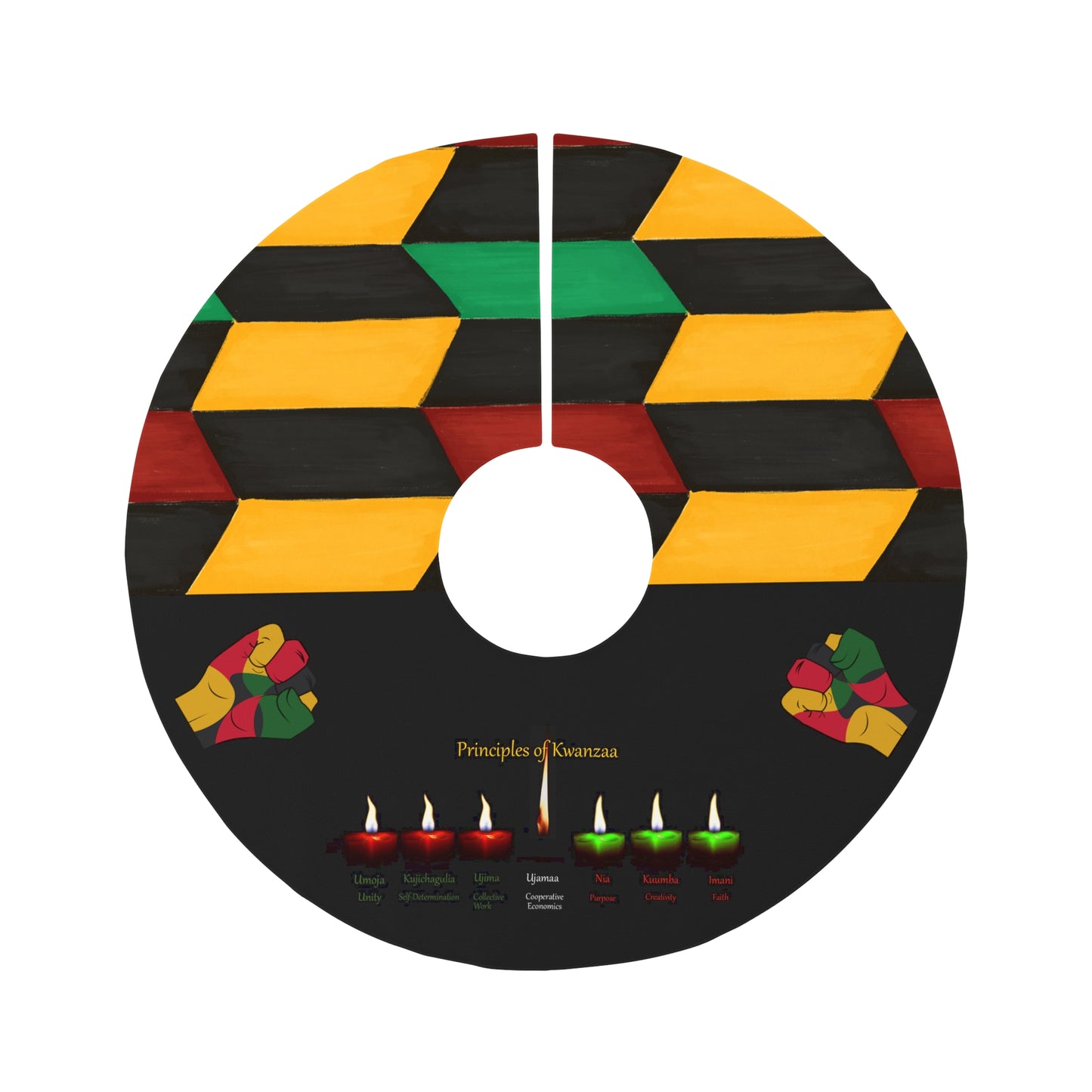 Royael Drip Kwanzaa Round Tree Skirt