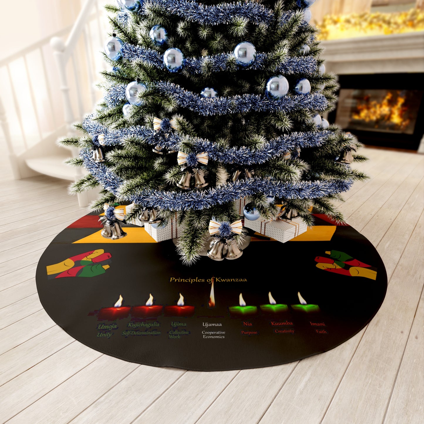 Royael Drip Kwanzaa Round Tree Skirt