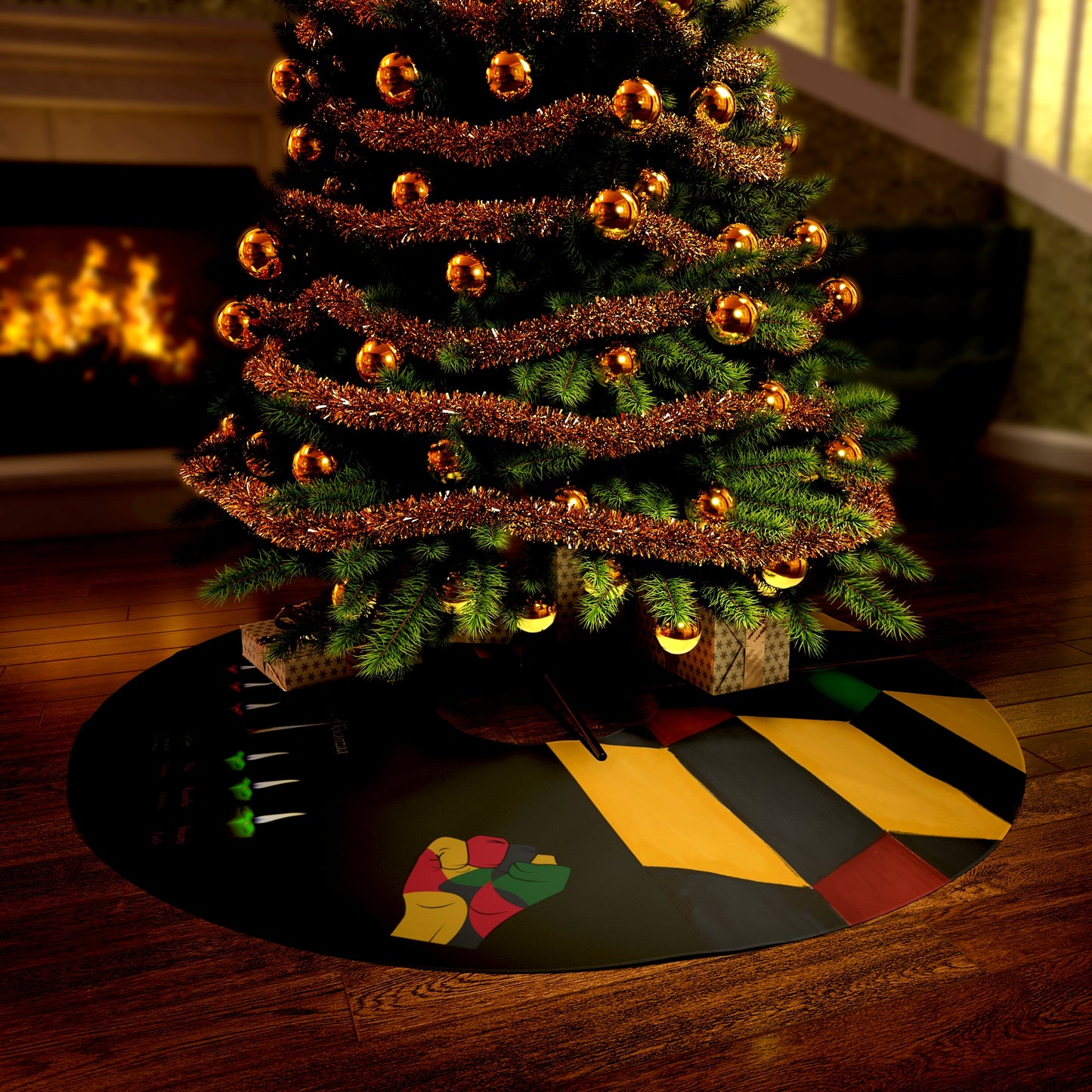 Royael Drip Kwanzaa Round Tree Skirt